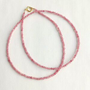 Pink Tourmaline faceted bead  necklace